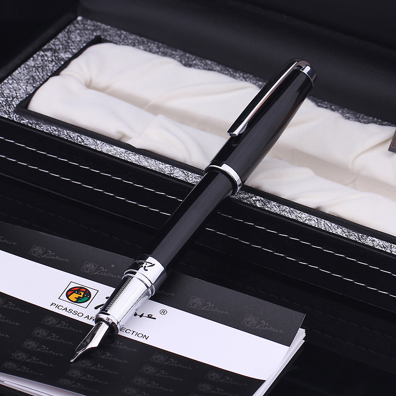 正品毕加索918钢笔商务精选高级礼品笔金属笔镀金银色钢笔刻字笔